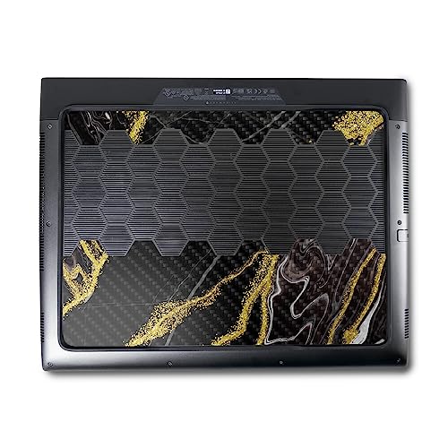 Image of MightySkins Carbon Fiber Skin Compatible with Alienware M18 R1 (2023) Full Wrap Kit - Black Marble Glitter | Protective, Durable Textured Carbon Fiber Finish | Easy to Apply | Made in The USA