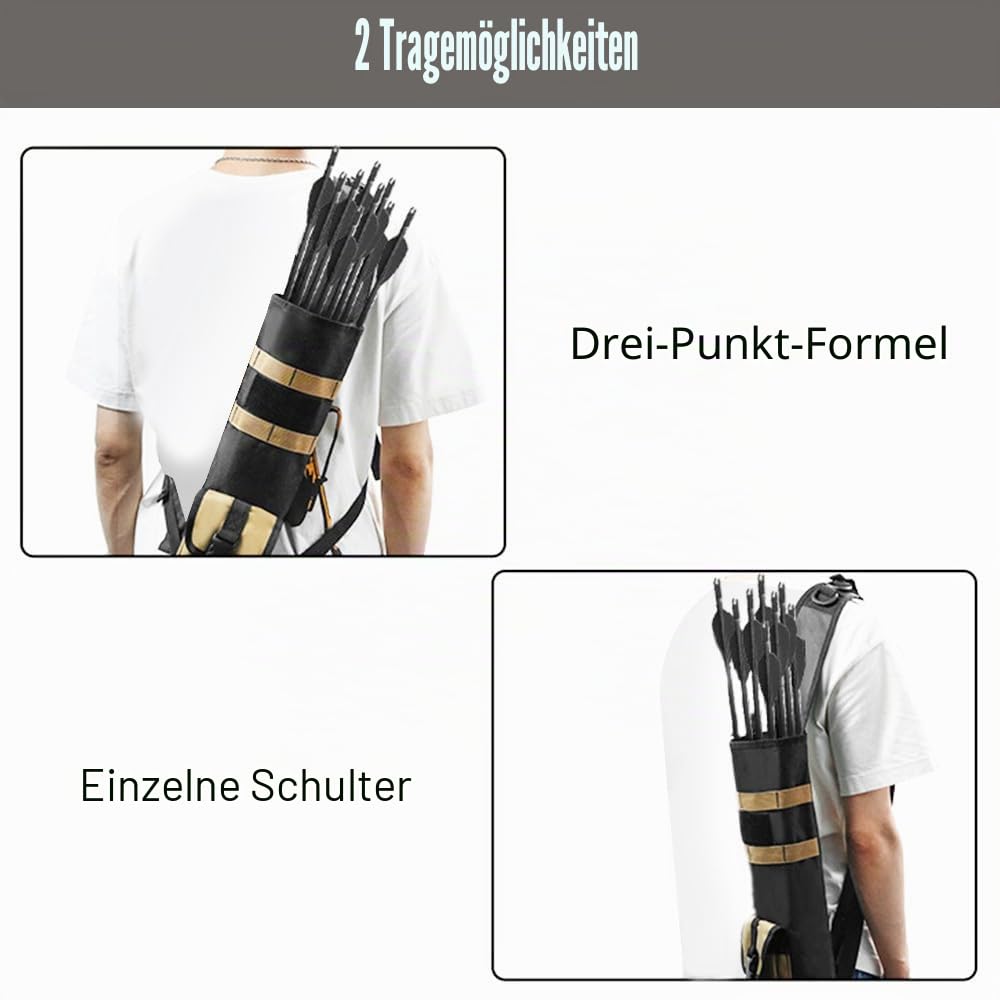DONGKER Köcher für Pfeile, Pfeilhalter mit Verstellbar Schultergurt, Köcherhalter mit Aufbewahrungstasche für Jugend und Erwachsene Outdoor Praxis