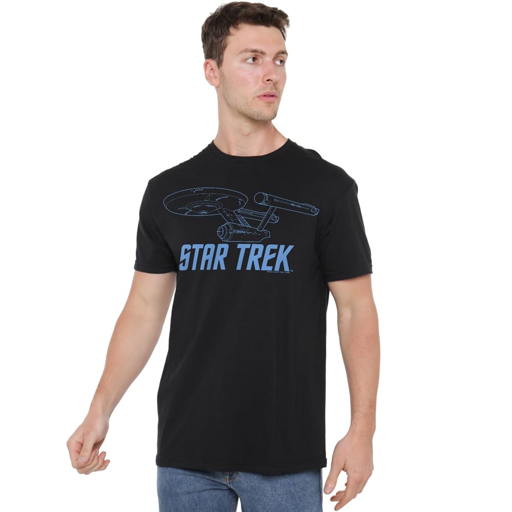 Star Trek Men's Enterprise Outline T Shirt Black - XL