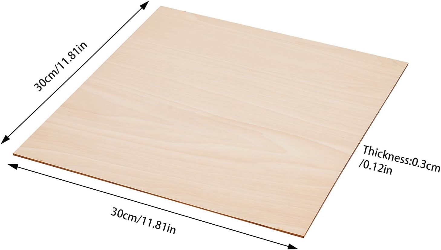 30 Pack Basswood Sheets Log Color Thin Plywood Board Unfinished Wood Sheets for DIY Crafts, Hobby, Model Making, Wood Burning, 11.81 * 11.81 * 0.12 inch