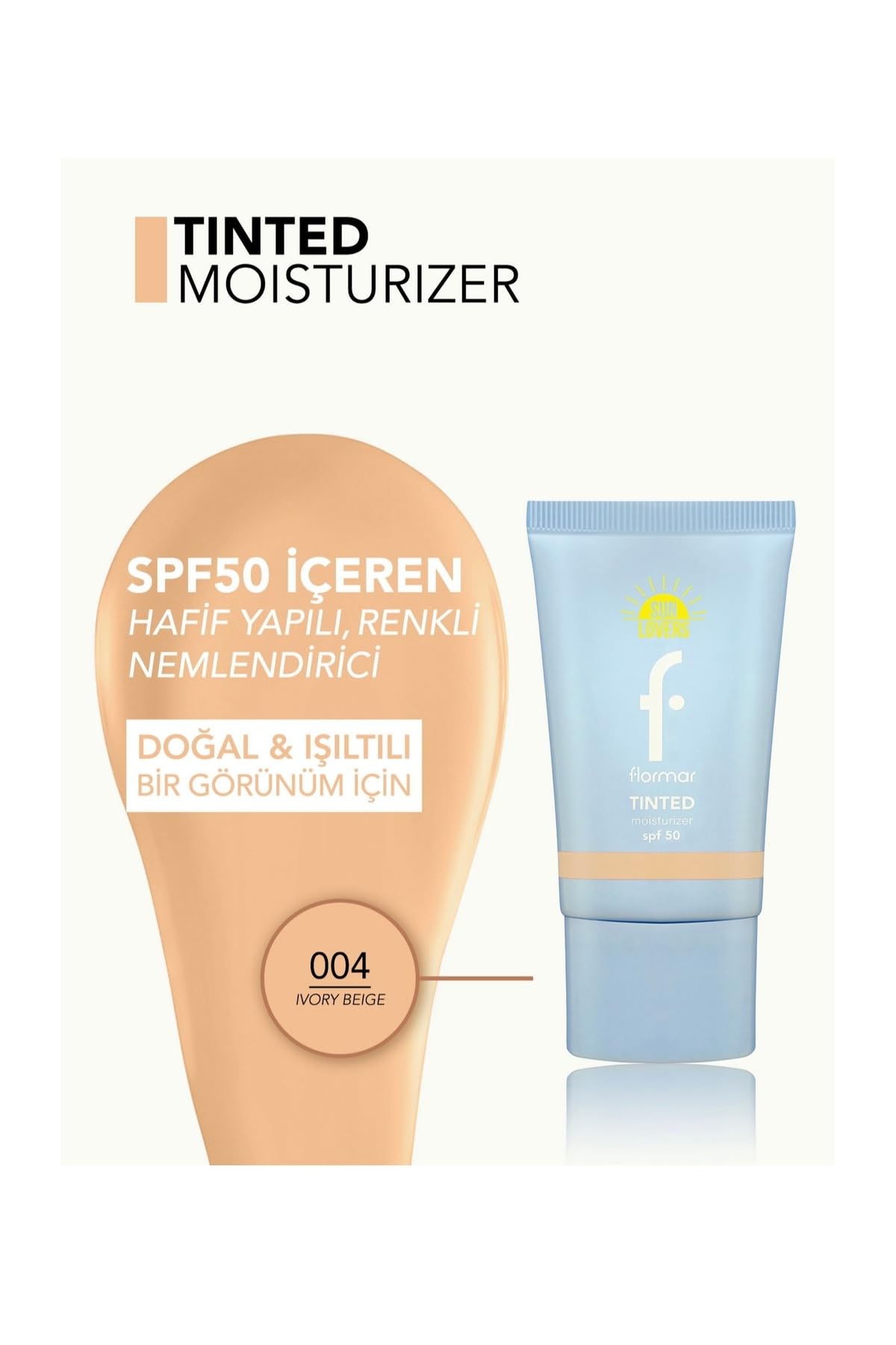 Flormar Sun Lovers Nemlendirici Etkili & Doğal Bitişli Renkli Güneş Koruyucu Spf50-004 Ivory Beıge