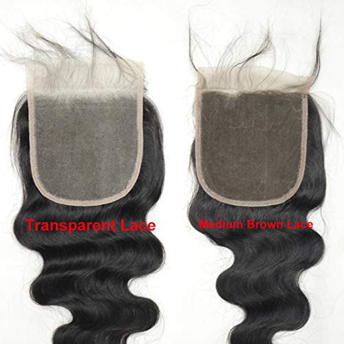 Luwigs Transparent Lace 5X5 Lace Closure 16 Inch Human Hair Body Wave With Baby Hair Bleached Knots Hairpieces #TOP4