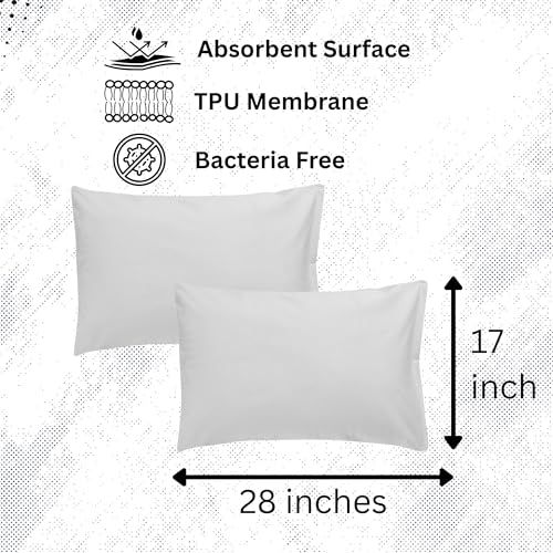 Image of The Maximus Waterproof & Dustproof Terry Cotton Pillow Protector Standard Size Set of 2, White (18 inch x28 inch)