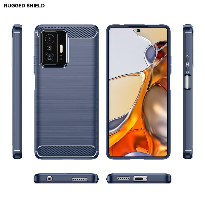 Image of Hybrid Carbon Fiber Back Case for Xiaomi Mi 11T / Mi 11T Pro (Blue)