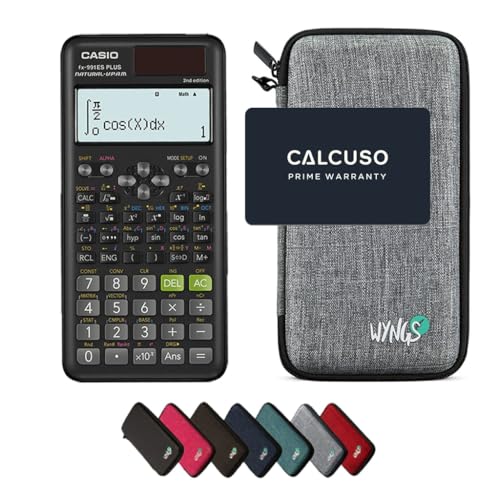 Casio fx-991ES Plus 2nd Edition con Funda Protectora WYNGS Gris Claro - Calculadora Científica - Paquete Básico