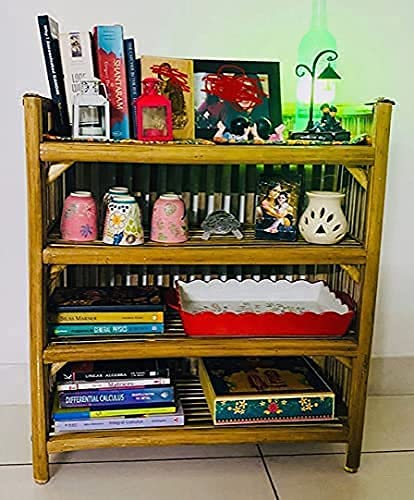Image of Avika Wooden 4 Tier Shelves Rack || Shoes & Slippers Rack | Books & Newspapers Shelves | Gardening Planter Stand | Closet Organizer | Office File Cabinet | Bathroom Hallway Balcony & Gallery.