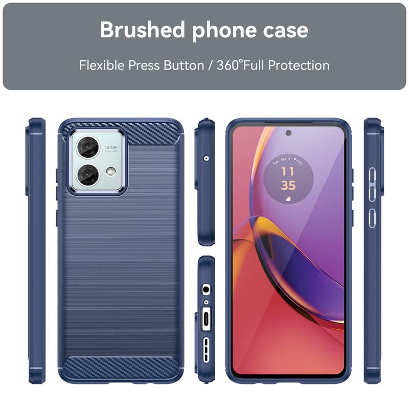 Image of Hybrid Carbon Fiber Back Case for Motorola Moto G84 5G (Blue)