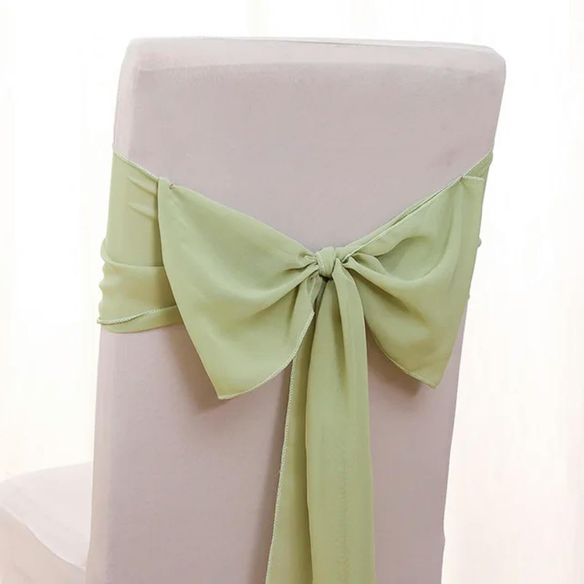 Wstążki z kokardkami do krzeseł, 12 sztuk 17x275cm różowe szyfonowe szarfy na krzesła(Light Green)