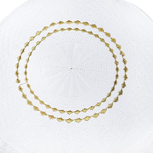 Image of Men Muslim Prayer Kufi Hat Prayer Headwear Cap Islamic Beanie Skull Cap Embroidery Kofia Topi Sun Hat