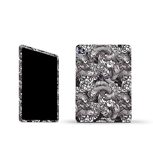 Image of MightySkins Carbon Fiber Skin Compatible with Apple iPad Pro 11 inch M2 4th Gen (2022) Full Wrap Kit - Angry Koi | Protective, Durable Textured Carbon Fiber Finish | Easy to Apply | Made in The USA