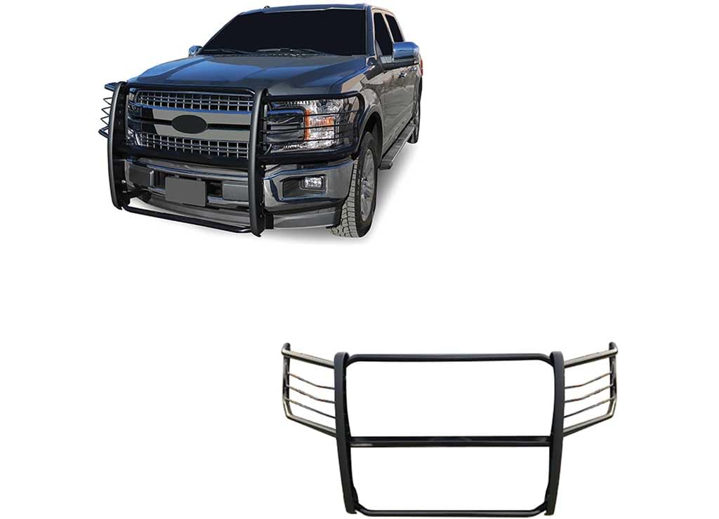 Black Horse Grille brush Bumper Guard Modular Black Compatible with 2015-2024 Ford F-150-17FP32MA
