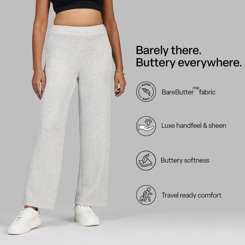 Image of BlissClub Womens BareButter Straight Pants, High Rise, Straight fit,Pockets, Comfortable Waistband,Regular Variant Below 5'4