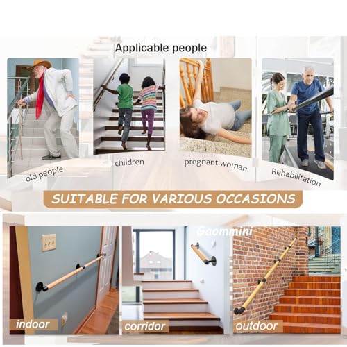 Main courante murale d'escalier bois rampe de protection durable noire - 7