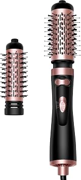 Rotating Hair Dryer Brush, 3-in-1 Hair Dryer Brush, 360  Rotating Hot Air Brush, Hot Air Brush Set with 2 Brushes, Rotating Hair Styler Ionic Blow Volumizer, for Dry Hair, Curl Hair, Black