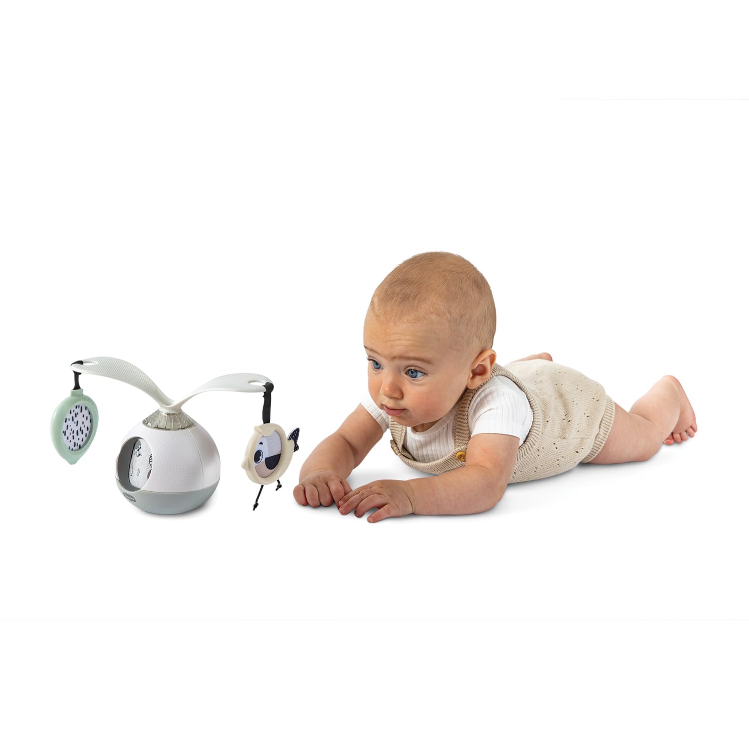 Tiny Love 2-in-1 Tummy Time Musical Mobile, Móvil musical 2 en 1 para el tiempo boca abajo, móvil giratorio de 360° con música y luces, 0 meses+, móvil portátil para carrito, Black & White Décor