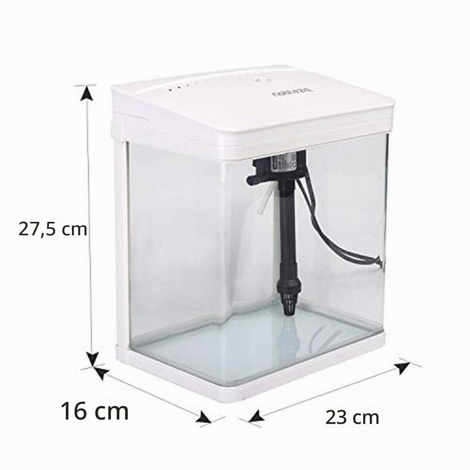 Nobleza - Nano Acquario in Vetro e Plastica per Pesci Acqua Tropicali con Illuminazione a LED e Filtro Inclusa. 7 Litri, Colore Bianco.