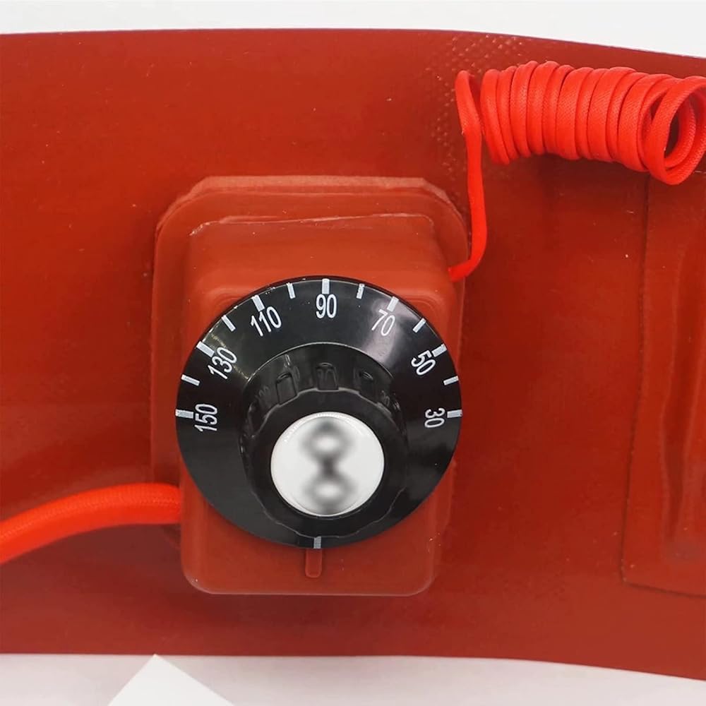 Podgrzewacz Beczek Olejowych 1500 W – Regulowany Silikonowy Podgrzewacz Beczek Z Termostatem, Elektryczna Opaska Grzewcza do Beczek 55 Galonów I 100 L – Metalowa Podkładka Grzewcza, 250x1200 mm, Pr