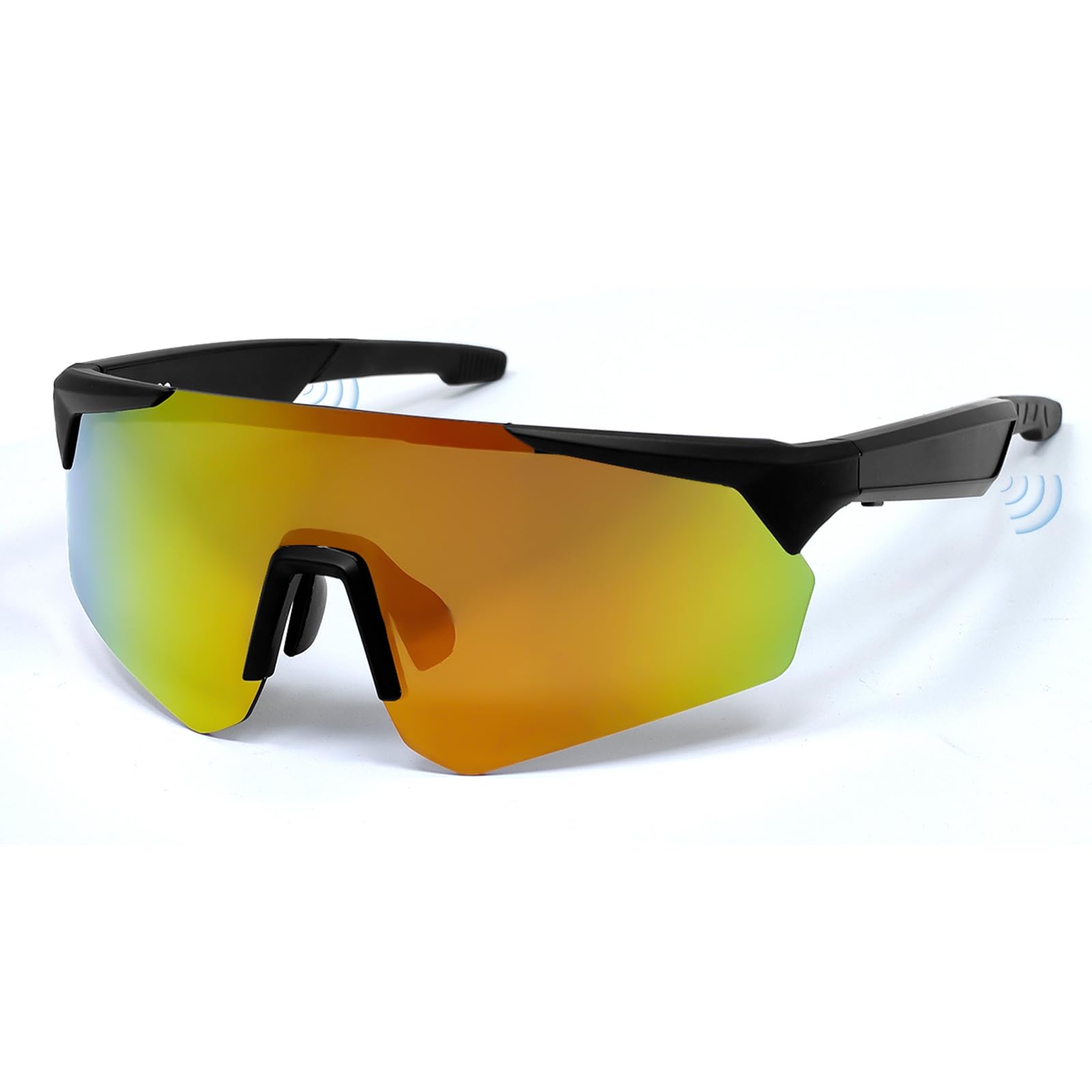 Sport Smart Glasses,Polarized Bluetooth Sunglasses for Men, Women,Built-in Mic & Open Ear Music Speakers,UV Protection Running Baseball Sunglasses,Cycling Glasses(Orange)