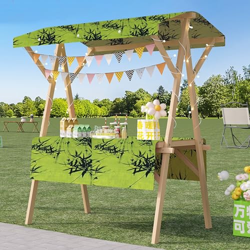 Market Booth Display Cart with Awning, Rolling Ceiling Stand Vendor Cart for Street Event/Trade Show, Wooden Outdoor Retail Booth, Customizable Color(Light Coffee,120x60CM(47.2x23.6in))