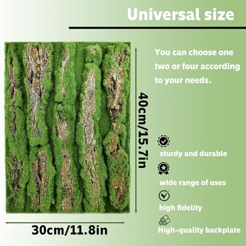 Image of 15.75x11.81in Reptile Terrarium Cork Background,Bearded Dragon Tank Bark Backdrop Wall Decor with Artificial Moss for Gecko Lizard Tortoise Frog Chameleon(1Pcs)