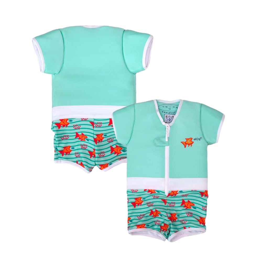 PLOUF Traje de baño flotante para niño y niña: Piranha – Traje de boya – Mono flotante – Chaleco flotante cómodo para la seguridad y el aprendizaje de la natación