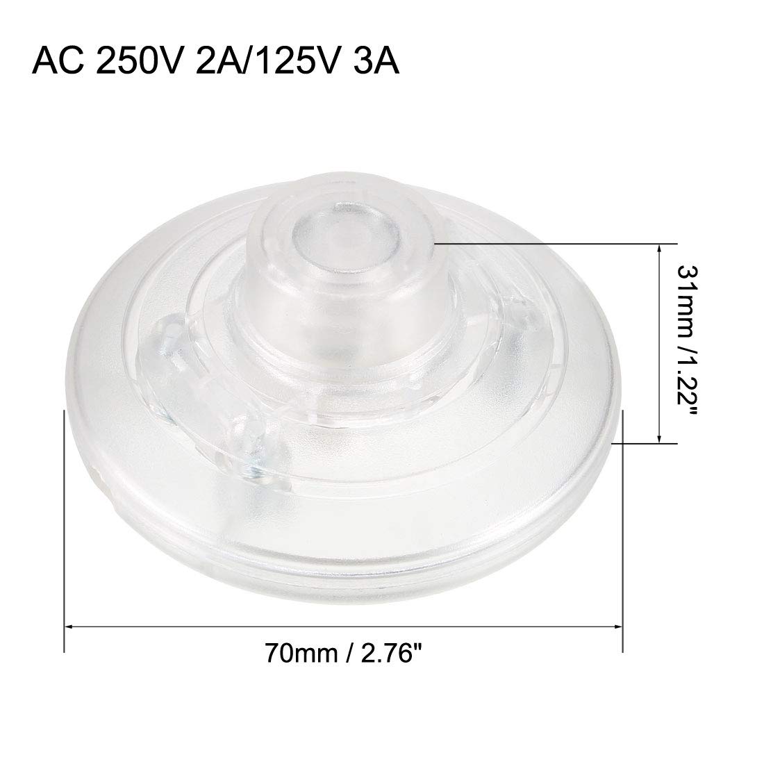 uxcell Inline Latching Foot Pedal Push Button Switch, 250V 2A /125V 3A Round Lamp Light Foot Control ON/Off Footswitch Clear