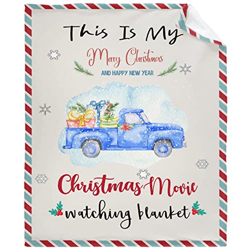 This Is My Christmas Watching Movie Throw Blanket, Happy New Year 2022 Gift for Son Daughter, Lightweight Winter Holiday Xmas Flannel Micro Blanket for Bed Sofa Couch Home 60