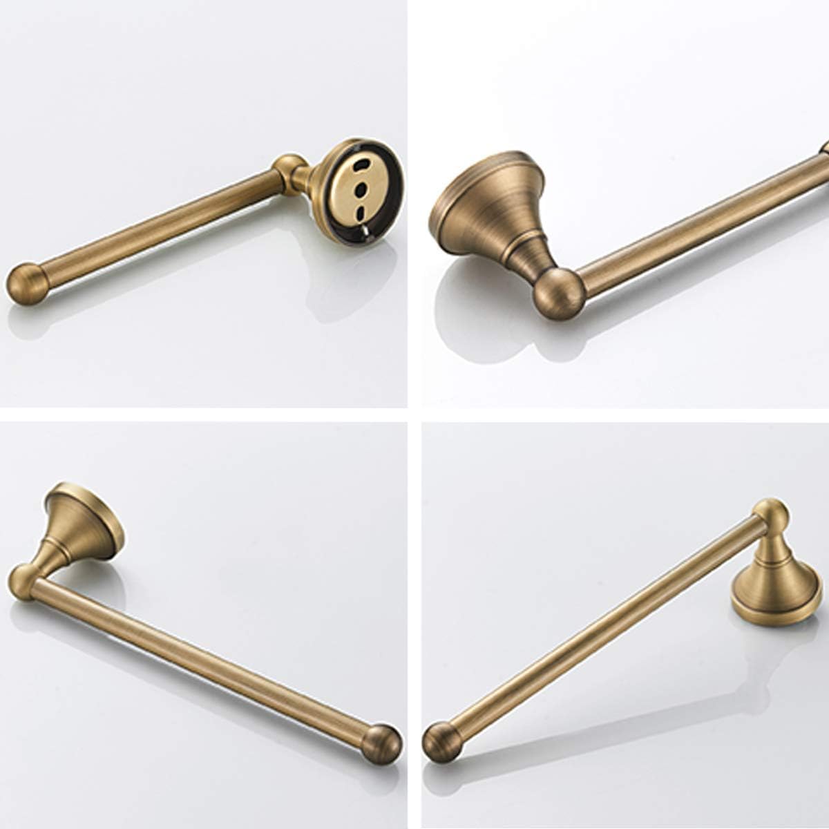 Flybath 2pc Bathroom Accessories Set - Towel Ring and Toilet Paper Holder Antique Brass Wall Mounted, Brushed Bronze