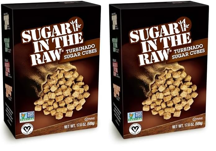 Sugar In The Raw Granulated Turbinado Cane Sugar Cubes, No Added Flavors or erythritol, Pure Natural Sweetener, Hot & Cold Drinks, Coffee, Vegan, Gluten-Free, Non-GMO,Pack of 2
