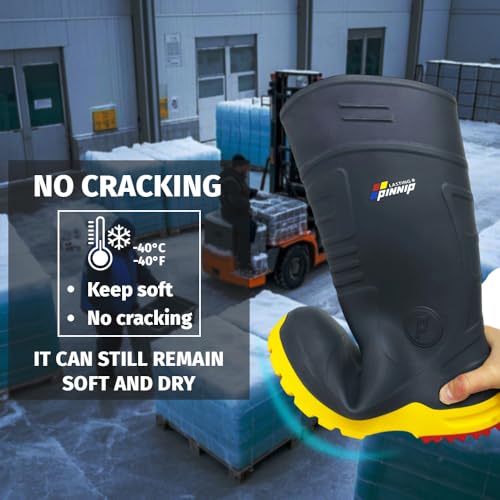 Mens PU Rubber Work Boots With Steel Toe & Shank - Waterproof Anti-slip Mud Rain Boots Hunting Boots ASTM F2413-18 Acid & Oil Resistant3