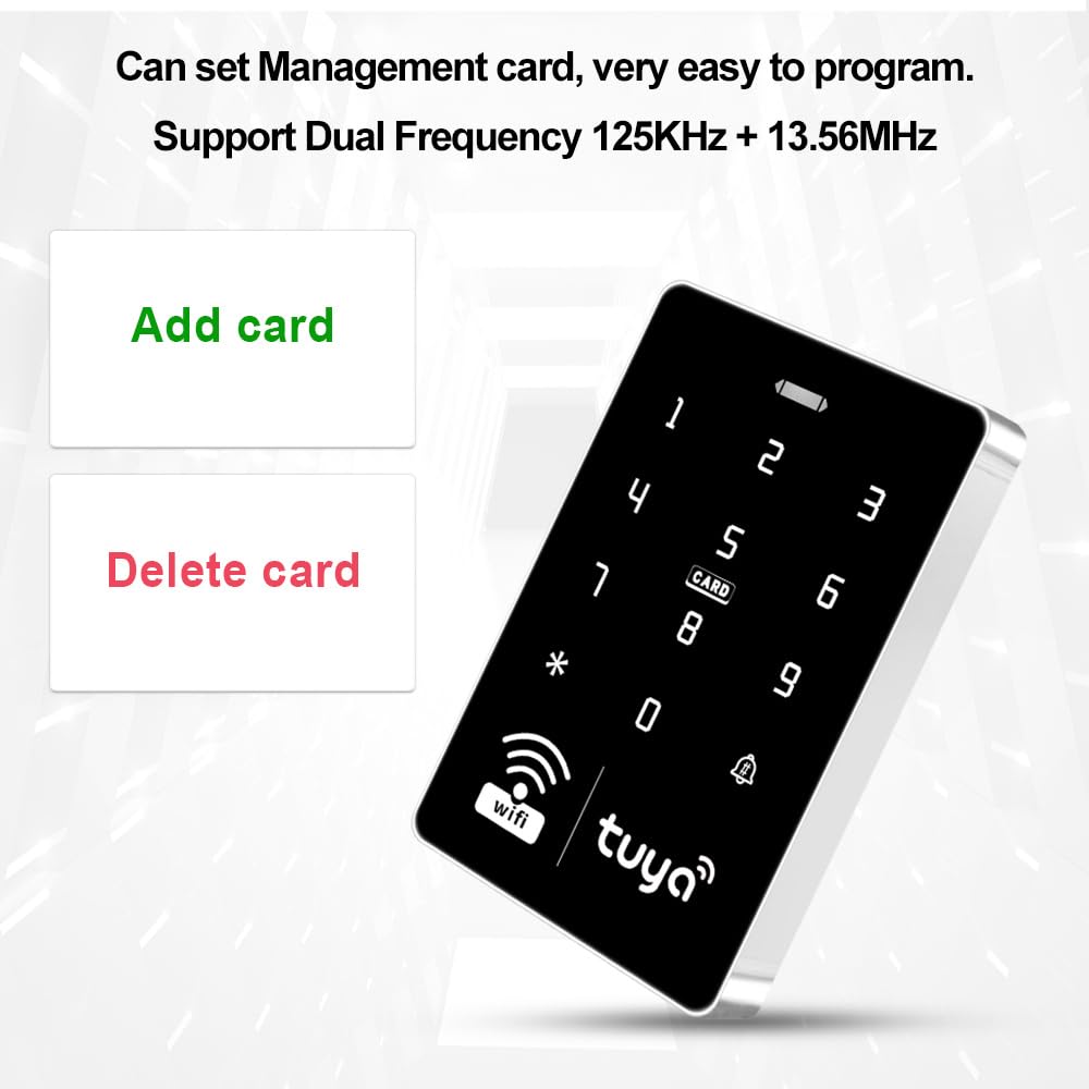 WiFi Tuya Smart APP Sistema di Controllo Accesso Porta Kit 125KHz 13.56MHz Impermeabile RFID Tastiera + Blocco elettrico di sciopero + Alimentatore DC12V 3A + 15pcs Carte Tag