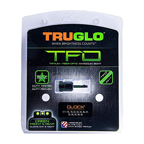 Image of TRUGLO TFO Tritium & Fiber-Optic Handgun Sight | Snag-Resistant Front & Rear Bright Night Sights, Compatible with Glock Handguns
