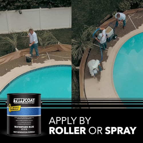 Image of Tuff Coat Medium Texture Rubberized Non-Skid Deck Coating - Textured Non-Slip Safety Surface for Pool Decks, Docks, Boat Ramps, Patios, Walkways & High-Traffic Areas (UT-218 Waterpark Blue-5-gallon)