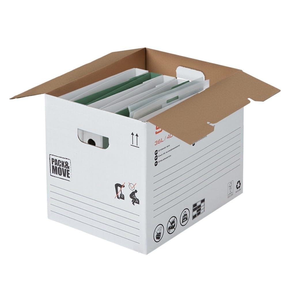 Pack and Move – Set mit 20 Aufbewahrungsboxen – 40 x 30 x 30 cm – verstärkte Griffe – 1 gratis Marker
