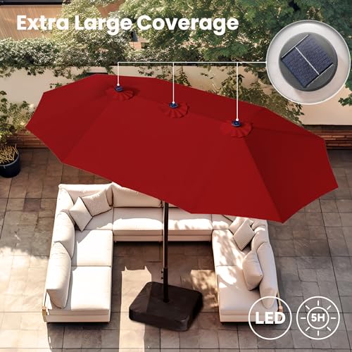 Sombrilla de jardín de 4,5 x 2,7 m PHI VILLA impermeable con base y luces LED para terraza 3