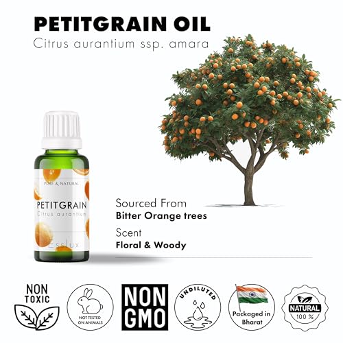Image of Esslux Petitgrain Essential Oil - 100% Pure & Natural | Hydrate and Nourish Your Skin with Organic Plant-Based Oil | Perfect for Diffuser, Aromatherapy & Enhanced Focus, 15 ML