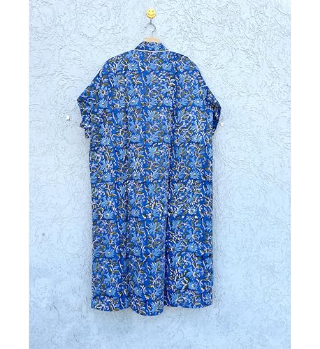 Image of Hand block print Cotton Kimono bikini cover up,Indian Hand block print Cotton Bath Robe,Swim Wear,Nighrwere Dressing Gown