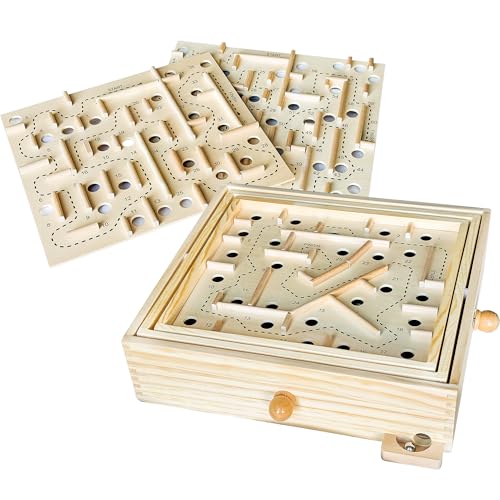 Wooden Labyrinth juego de mesa clásico de madera miniatura 1