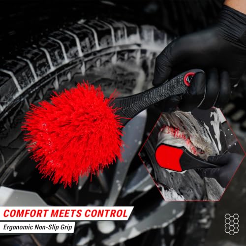 Image of Wavex Tyre & Heavy Duty Cleaning Brush for Car & Bike Detailing | Stiff PP Bristles | Heavy Duty Scrubbing Brush for Tyres, Floor Mats, Foot Mats & Hard Surfaces
