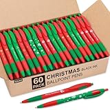 Sikao Bolígrafos de Navidad, Pack 60 Bolis Navideños Retráctiles, Tinta Negra 1.0 mm, Bolis Rojos y Verdes para Colegio, Profesores, Regalos y Fiestas Navideñas, Christmas Pens Gift