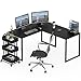 SHW Mission 55 x 60 Inches L-Shape Home Office Computer Desk, Black