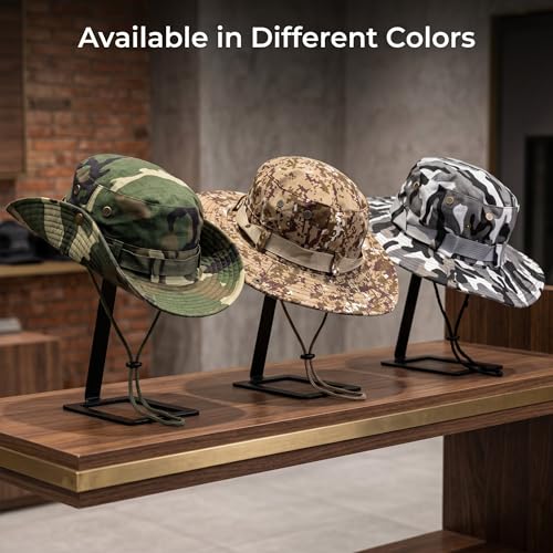 Image of Kraptick Wide Brim Sun Hat for Men - Outdoor Tactical Boonie Hat with Adjustable Chin Strap, Breathable Trekking Cap for Hiking, Fishing, Safari & Jungle Adventures