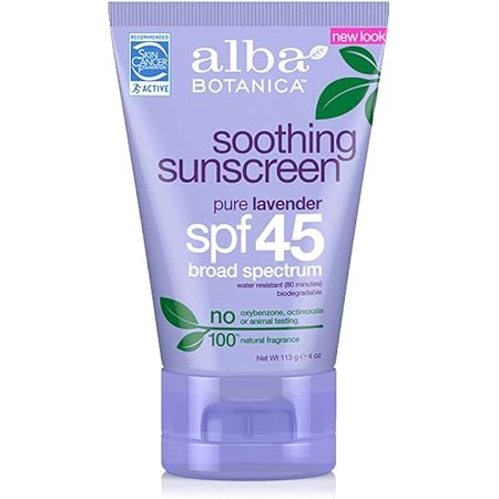 Alba Botanica Soothing Sunscreen, Pure Lavender SPF 45, 4 Ounce Tube