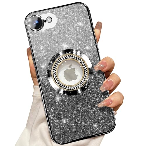 Image of Misscase for iPhone 17e Case& iPhone 16e Magnetic Glitter Case Compatible with MagSafe,Full Protection Slim Shockproof Anti-Scratch Case with Camera Lens Protector Dust-Proof Cover for Women Black