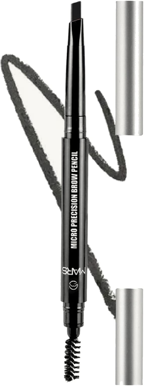 Micro Precision Brow Pencil with spoolie | Retractable & Easy Glide | Long Lasting & Natural finish (0.4 g) (Black)