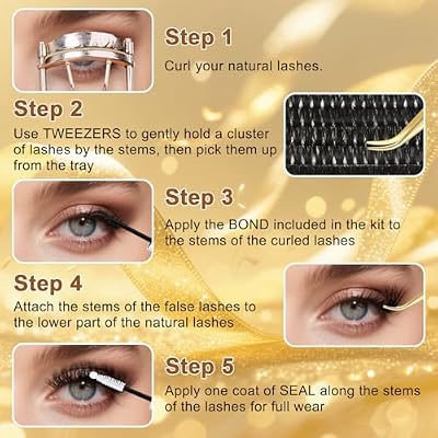 FEEGO Lash Extension Fluffy Eyelash Extensions Kit With Cluster Lashes, 60D+80D 10-18mm DIY Lash Extension Applicator for Beginners, Individual Lashes (60D+80D(Only Lash))