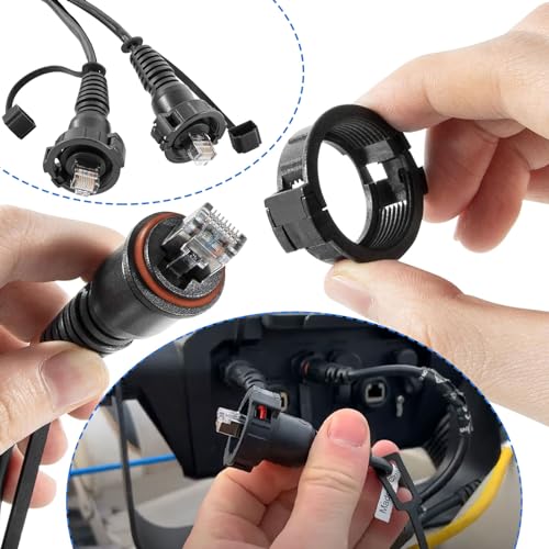 mooncar 6 Ft Marine Network Cable 010-10550-00 for Marine RJ45 Fit for Garmin Navigation Screen Devices with Split Connector and Waterproof Cap - Thumbnail 5