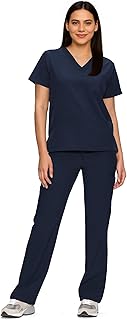 Scrubs for Women Set, Medical Women Scrubs, V-Neck Top and Straight Leg Pants with 11 Pockets (Relaxed Fit)