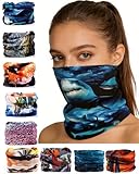9PCS Face Mask Bandanas Headband Head Wrap Scarf Neck Warmer Headwear Balaclava for for Dust Sun Wind (Deep Sea)