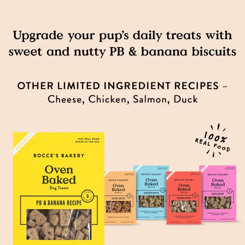 Bocce's Bakery Oven Baked Pb & Banana Recipe Treats For Dogs, Wheat-Free Dog Treats, Made With Real Ingredients, Baked In The Usa, All-Natural Peanut Butter & Banana Biscuits, 14 Oz #TOP3